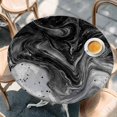 thumbnail image 2 of Black Marble Round Tablecloth, Fitted Table Cover with Elastic for 45"-54" Round Tables, Vintage Abstract Grey Fluid Aesthetic Table Cloth Outdoor Indoor Dinning Party Waterproof Tablecloths, 2 of 7