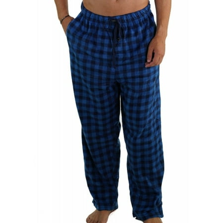 

Members Only Men s Fleece Sleep Pant with Two Side Pockets - Multi Colored Loungewear Relaxed Fit Pajama Pants for Men Blue Plaid XL