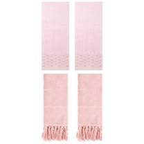 Unique Bargains 4 Pack Solid Cotton Bathroom Hand Towels 14" x 30" Pink