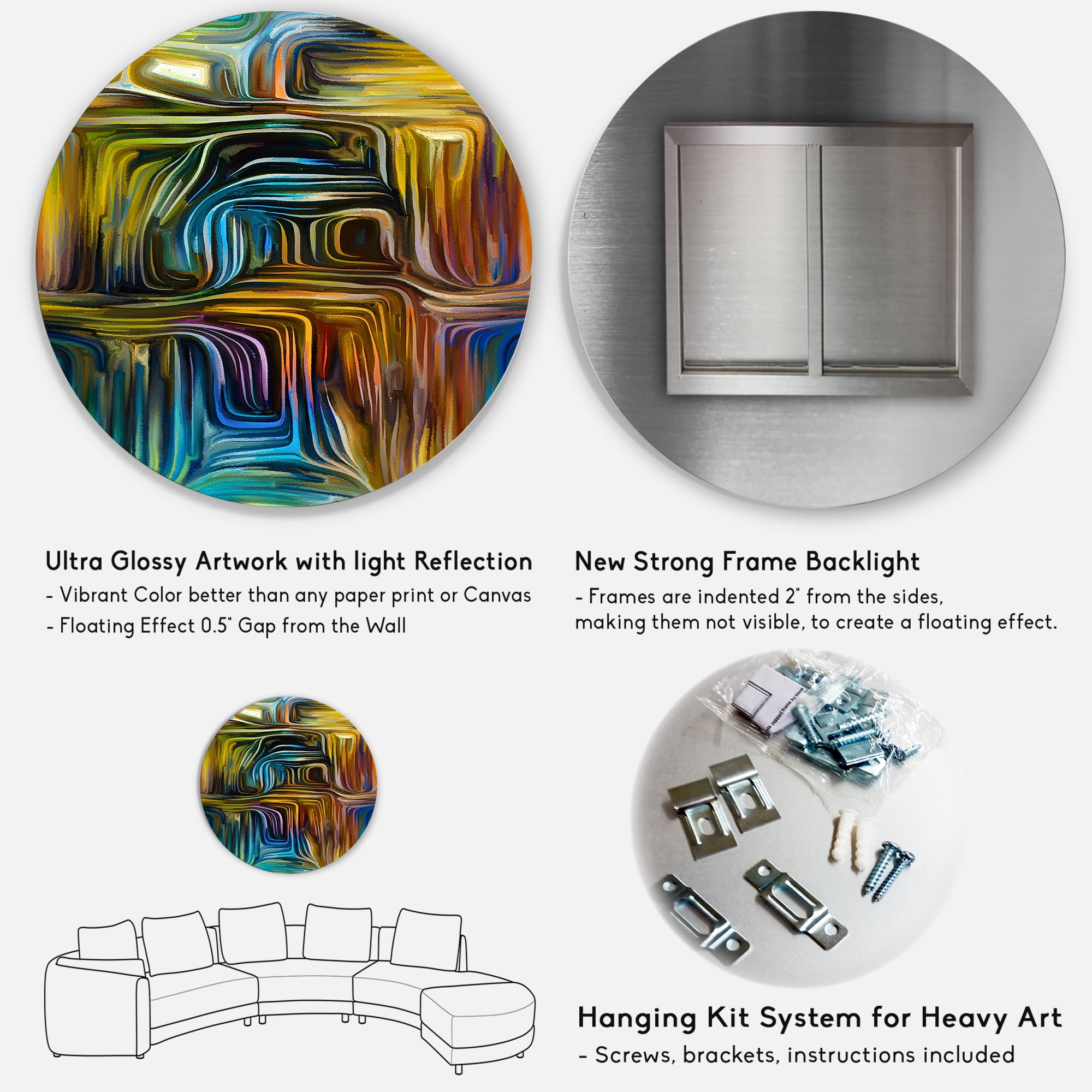 Designart 'Colour Spiral Fusion IV' Modern Circle Metal Wall Art 23x23 - Disc of 23