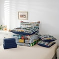 thumbnail image 5 of Train Comforter Set Full Size Colorful Steam Engine Train Bedding Sets(1 Comforter, 1 Flat Sheet 1 Fitted Sheet 2 Pillowcases And 2 Throw Pillow Covers)Gray, Green, Blue, Yellow, White, 5 of 5