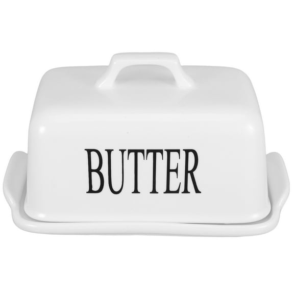 Hemoton Wide Ceramic Butter Dish with Lid Farmhouse Butter Keeper Airtight Butter Container Large Capacity Counter Cheese Storage Tray for Kitchen Organization