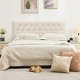 thumbnail image 3 of JONPONY Tufted Upholstered Headboard Queen Size, Solid Wood Head Board with  Adjustable Height  Headboard from 37" to 51",Bed Frame Adapters,Beige,Headboard Only, 3 of 13