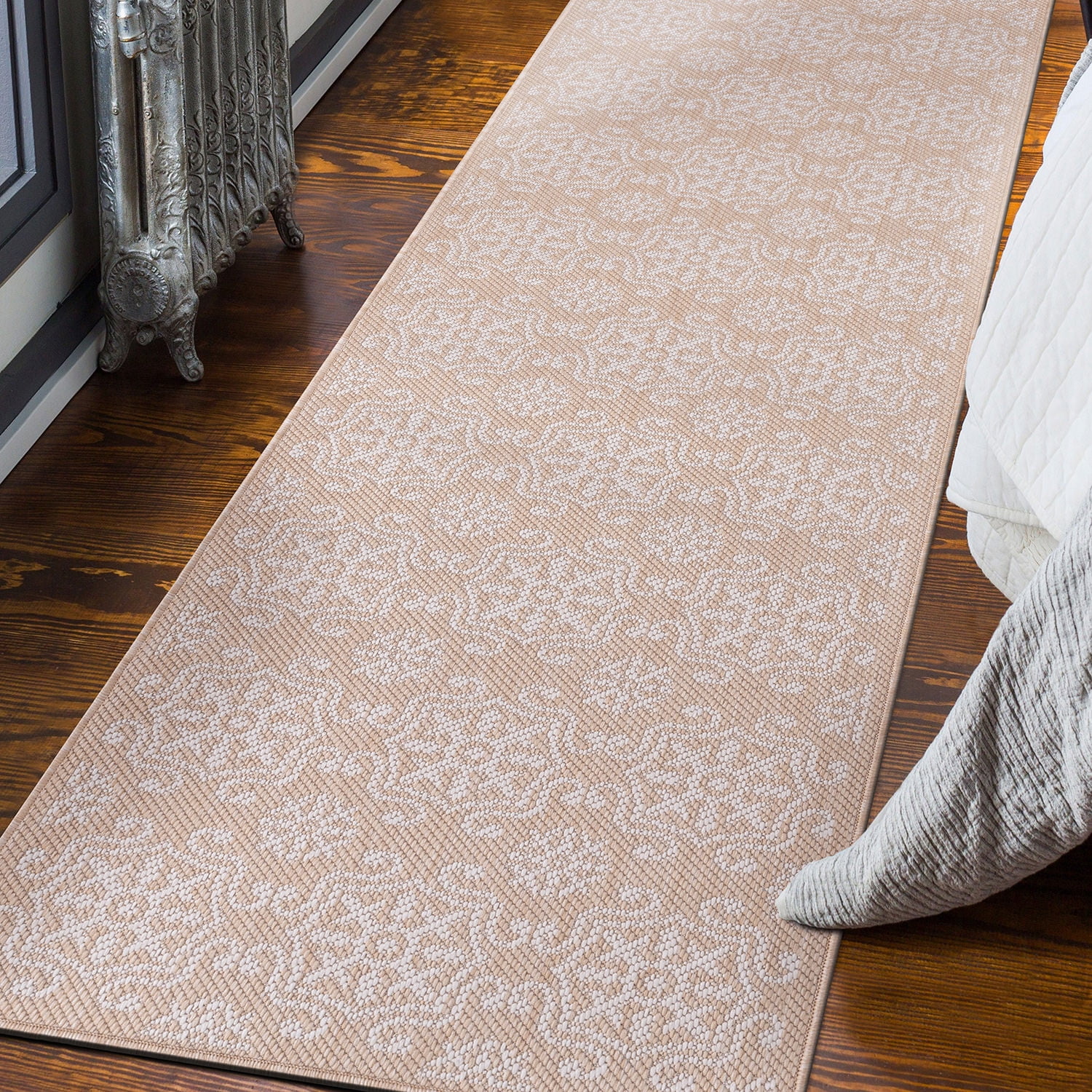 World Rug Gallery Transitional Geometric Textured Flat Weave Indoor/Outdoor Area Rug - NATURAL 2'x7'