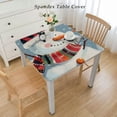 thumbnail image 2 of BANET Christmas Table Cover Square, and Fun Square Dining Table Cover, Fits Square Table, for Outdoor Indoor Holiday Picnic Party Cloth, Blue White, 2 of 7