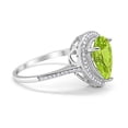 thumbnail image 2 of Halo Pear Teardrop Bridal Ring Round Peridot CZ 925 Sterling Silver Size 12, 2 of 4