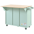 thumbnail image 4 of Tcbosik Rolling Kitchen Island with Drop Leaf Top, 53.1" Storage Cabinet with 2 Doors and 3 Drawers, Prep Table with Adjustable Shelf, Towel Holder and Spice Rack, Space Saving, Mint Green, 4 of 10