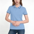 thumbnail image 3 of Rvasteizo Womens Summer Short Sleeve Turndown Collar Blouse Shirt Solid Color Short Sleeve Turndown Collar Casual Top, 3 of 5