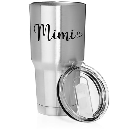 Smooth Body Tumbler Stainless Steel Vacuum Insulated Travel Mug Cup Gift Mimi With Heart (Stainless Steel 30 oz)