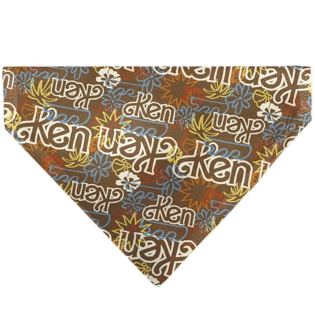 Barbie Pet Bandana Barbie Ken Text Logo and Icons Brown Multi Color Slip On Collar Bandana Only