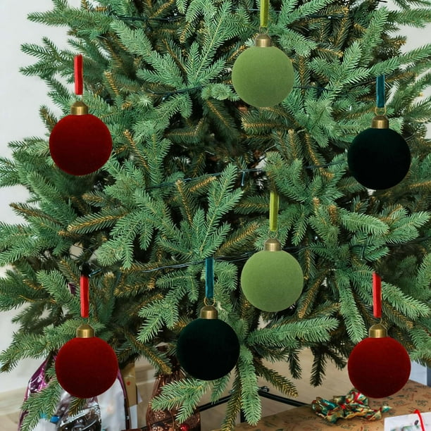 Adornos navideños, bolas de terciopelo, regalos navideños, 12 unidades de 3,15 pulgadas para árbol de Navidad, baby shower, primera Navidad, fiesta de cumpleaños, bolas de terciopelo flocadas.
