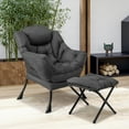 thumbnail image 2 of Topbuy Lazy Chair with Ottoman Modern Leisure Reading Chair with Pillow Armrests Side Pocket & Footrest Grey, 2 of 9