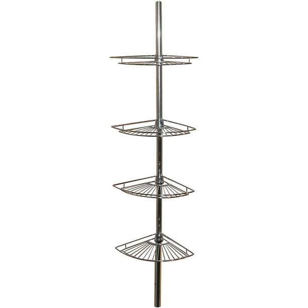 Zenna Home, Chrome 2114S, Tension Corner Pole Caddy