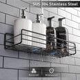 thumbnail image 2 of 3-Pack Shower Caddy Basket Shelf with Soap Holder, No Drilling Traceless Adhesive Shower Wall Shelves, Rustproof Bathroom Shower Storage Organizer, Black, 2 of 7