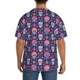 thumbnail image 3 of Fuzoiu leaf flower Skull colorful Print Men's Casual Short,Men's Short Sleeve Shirt,Mens Casual Button Down Shirts,Cuban Collar Summer Shirt for Beach, Vacation, and Outdoor Activities-3X-Large, 3 of 5