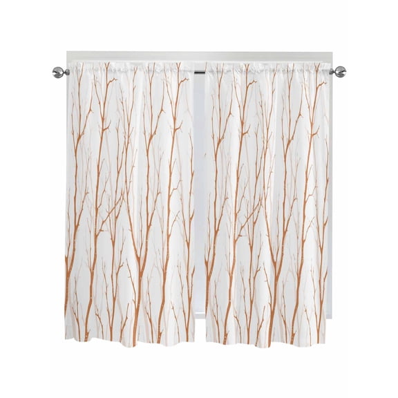 Orange Branches Living Room Curtains 2 Panel, Modern Abstract Art Forest Silhouettes Cafe Window Treatment, Extra Long Farmhouse Bedroom Bathroom Kitchen Curtains Drapes 104"x72"