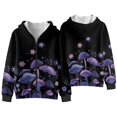 thumbnail image 4 of Uorisanigo Full Zip Hoodies Youth Long Sleeve Zip Up Hoodies Fluffy Furry Jacket for Girls Boys Lightweight Purple Mushroom Jacket Sweatshirt Shirts with Pocket for Sports and Daily Wear, 4 of 7