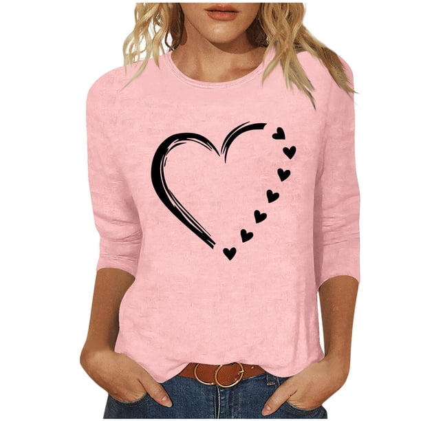Tops de Cuello Redondo para las Mujeres Moda Impresa 3/4 Mangas Blusa Casual Top, Estante de Imitación