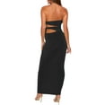 thumbnail image 2 of VISgogo Vestido de Fiesta de Cóctel para Mujer, Color Sólido Hueco Sin Tirantes Fuera del Hombro Bodycon de Una Pieza para Damas, S/M/L/XL VISgogo  moda, 2 of 3