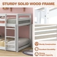 thumbnail image 5 of UHOMEPRO Twin Over Twin Bunk Bed for Kids, Solid Wood Low Floor Bunk Bed with Safety Rail and Ladder, Heavy Duty Kids Bunk Bed, Space-Saving Bed Frame for Bedroom, White, 5 of 13