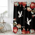 thumbnail image 6 of Black Crane Shower Curtain Set - 48" x 72" Washable Bathtub Curtain with 12 Hooks, Vintage Red Teal Spring Floral Botanical Waterproof Fabric Stall Shower Curtains for Bathroom/Bathtub Décor, 6 of 6
