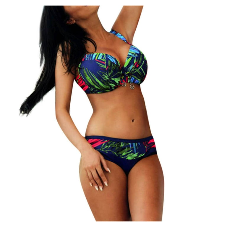 Women Plus Size Bathing Suit Top Large Cup With High Waisted Bottom Bikini  Set