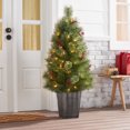 thumbnail image 2 of Holiday Time 4-ft Pre-Lit Dunkirk Cashmere Berry Porch Tree, Green, LED, 2 of 6