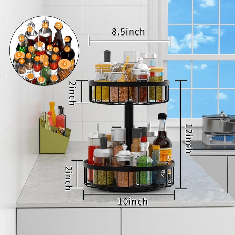 BOIVSHI 2 Tier Lazy Susan Kitchen Carousel Storage Shelf, 10 inch