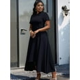 thumbnail image 4 of Women'S Elegant Casual Short Sleeve Work Party A-Line Dress Black XL, 4 of 9