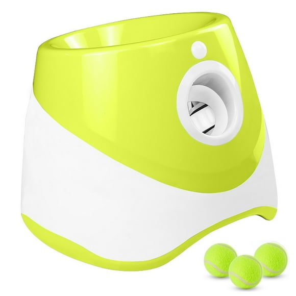 Dog Tennis Launcher Automatic Pet Dogs Chase Toy Mini Tennis Throwing Pinball Machine Fun Interactive Throw Rechargable Catapult Green