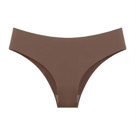 Mifelio Thongs for Women European and American Women s Briefs Female Non Pants Female Ice Silk Buttocks Lady Thong Panties for Women  Womens Underwear Khaki M