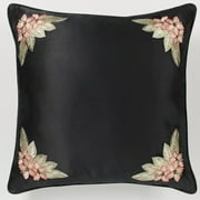 Barbados Embroidered European Sham Black Sham Embroidered European