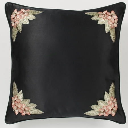 Barbados Embroidered European Sham Black Sham Embroidered European