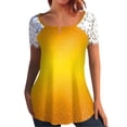 thumbnail image 1 of Mujeres Tops Casual verano encaje manga corta Split cuello túnica impresa camisetas camisetas Tops OAVQHLG3B Store lin121212, 1 of 4