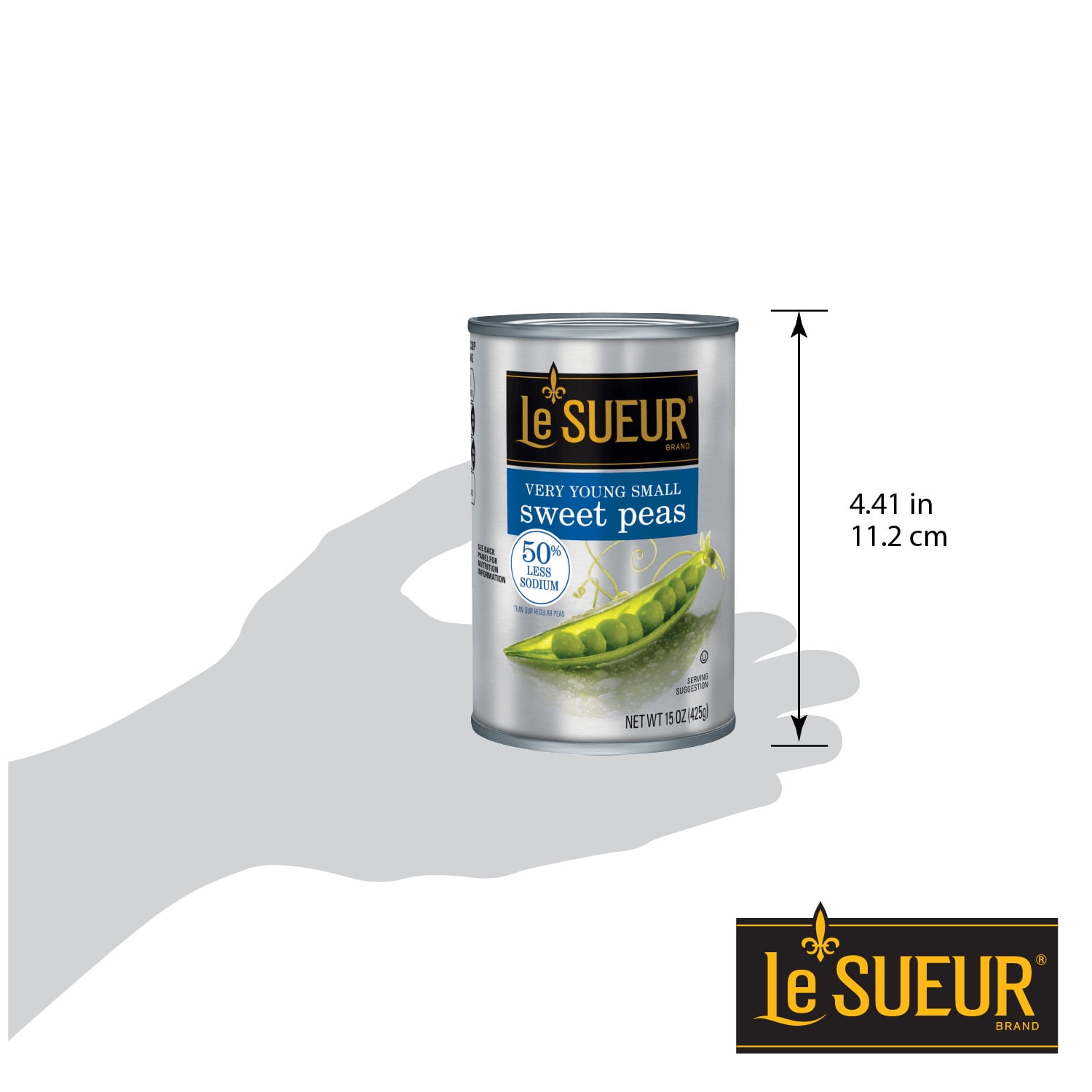 Le Sueur Very Young Small Sweet Peas, 50% Less Sodium, Whole Peas 15 oz Can (Pack of 6)