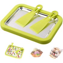 2026 At-Home Rolled Ice Cream Maker Kit, Rolled Ice Cream Tray, Portable Instant Rolled Icecream Maker Machine Tray, Instant Freeze Plate with 2 Scrapers, for Yogurt Sorbet (Green)