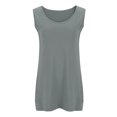 thumbnail image 6 of Fartey Plus Size Tank Tops for Women 2025 Summer Scoop Neck Camis Top Loose Casual Sleeveless Shirts Fashion Solid Color Beach Vacation Tanks Gray XL, 6 of 8