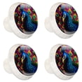 thumbnail image 2 of 4 Pcs Round White Knobs for Kitchen Cabinet Cupboard Dresser Bookcase Peacock Drawer Pulls Handles Home Decor, 2 of 8