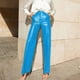 thumbnail image 2 of Pantalones casuales de mujer de estilo europeo y americano de moda de primavera de cuero PU de cintura media alta y cadera recta para mujer, 2 of 5