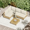 thumbnail image 3 of Bifanuo 5-Piece Wicker Outdoor Sectional Sofa, Patio Furniture Set, with Beige Fluffy Cushions and Coffee Table, 3 of 6