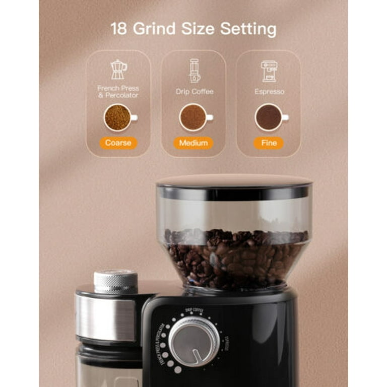 Electric Coffee Grinder Bean Mill W/ Titanium Burr 90mm Flat Burr 110-240V  Black