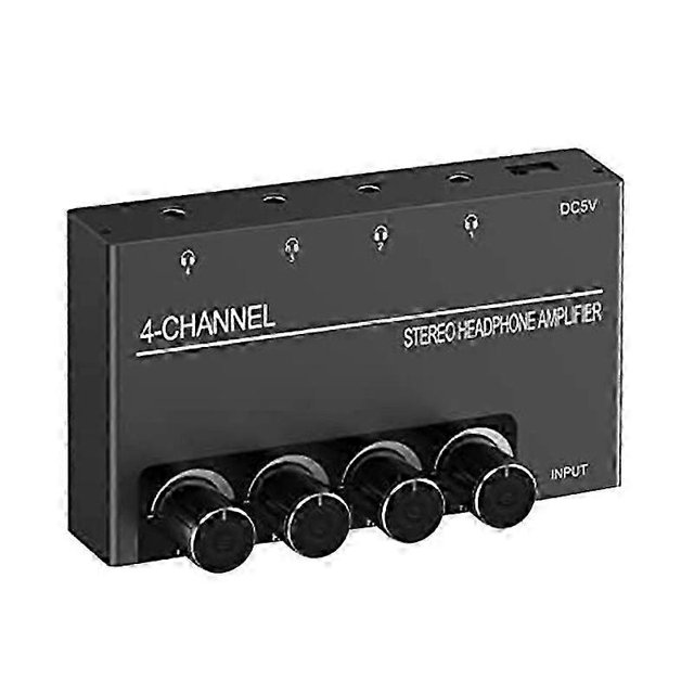 4 Channel Stereo Audio Amplifier with Headphone Splitter - 4 x 3.5MM Output Jacks for Enhanced Listening Experience