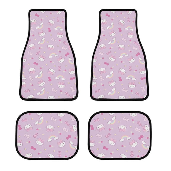 Hello Kitty Car Floor Mats 4PC Set Anti Skid Vehicle Floor Mat Car Carpet for Front Rear Seats Universal Auto Interior Accessories