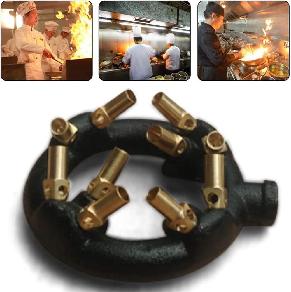10 Tips Natural Gas Jet Burner, Cast Iron Body Round Nozzle Jet Burner for Chinese Wok Range, Grilling, Stir Fry, Up 80,000 BTU/HR, 3/8" G Pipe Inlet