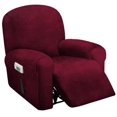 thumbnail image 1 of Funda de sillón reclinable ULTICOR para 1 asiento, terciopelo elástico, color burdeos, 1 of 7