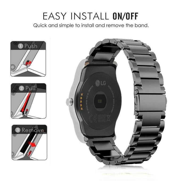 LG Warch Urbane Replacement Band Mignova Solid Stainless Steel Link Bracelet Replacement Band Strap with Durable Folding Clasp forLG Watch R W100 Watch Urbane W150 Black Walmart