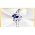 thumbnail image 5 of Solitaire 8x6mm Oval Cut Affordable 1.50 Carat Blue Sapphire And Moissanite Diamond Engagement Ring In 10k White Gold, 5 of 5