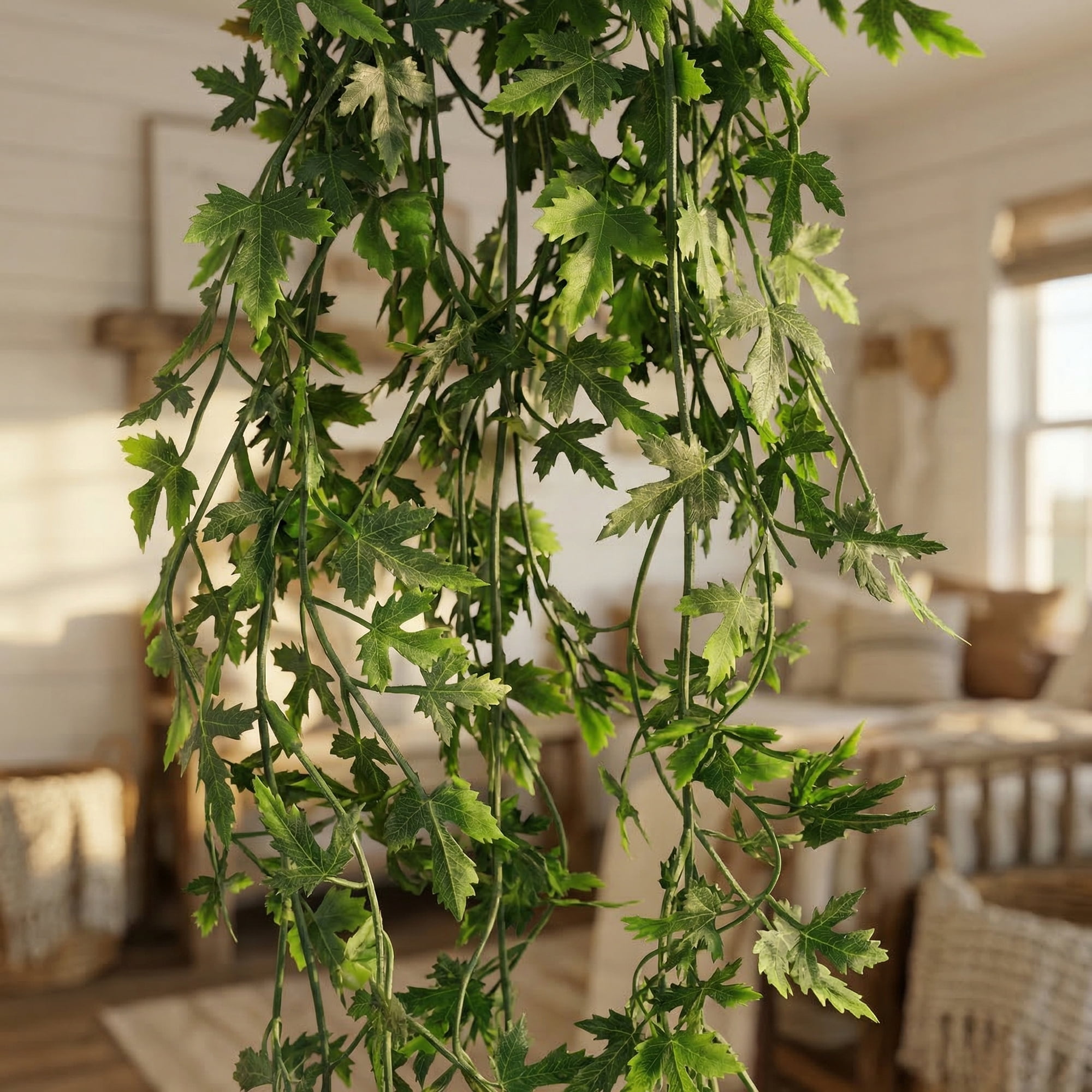 Unique Bargains 4Pcs Artificial Hanging Plants Faux Eucalyptus 31" Green Maple Leaf