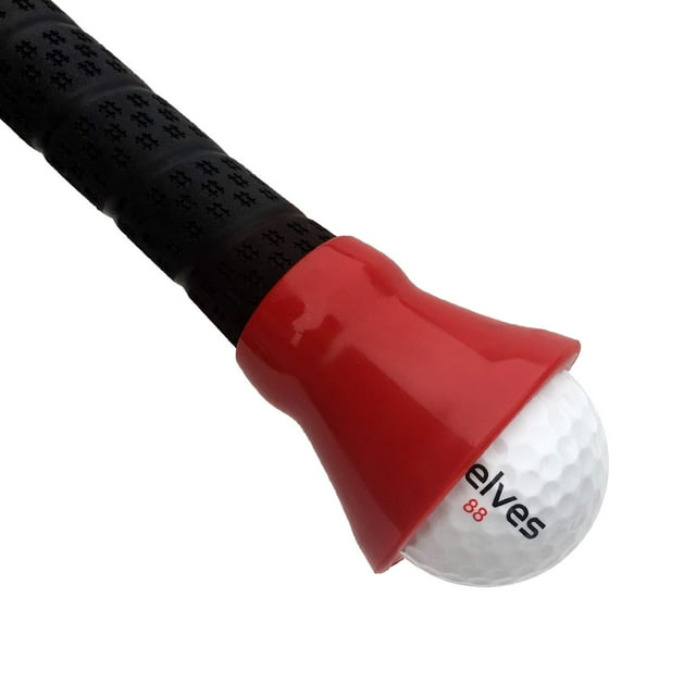 ELVES Golf Ball Pick-up Suction Cup Sticks on Putter,Golf Ball Retriever for Putter Grips,Golf Ball Grabber Suction Cup Pick Up Back Saver Put On Putter Grip-Rubber (red)