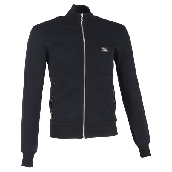 Pre-Owned Dolce & Gabbana Zip-Up Sweater with Pockets in Black Cotton